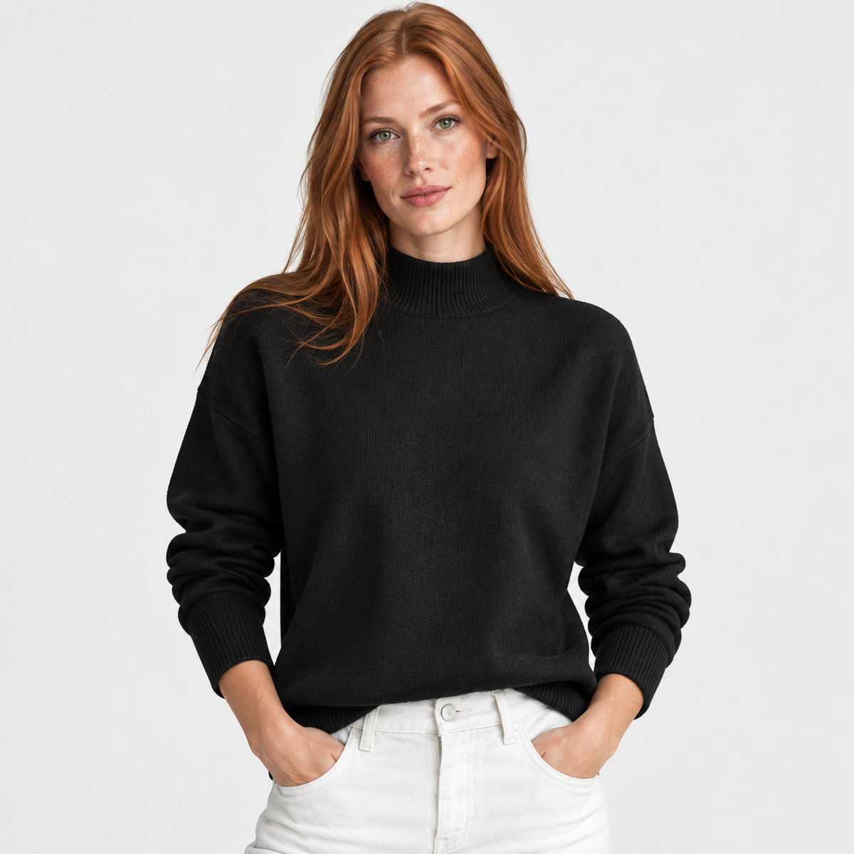 Women’s Minimalist Mock Neck Sweater Fall Winter Wear
