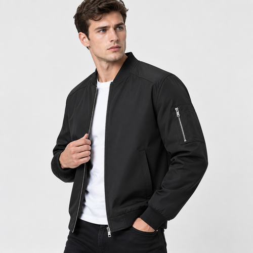 Men’s Bomber Jacket Baseball Collar Casual Flight Jacket