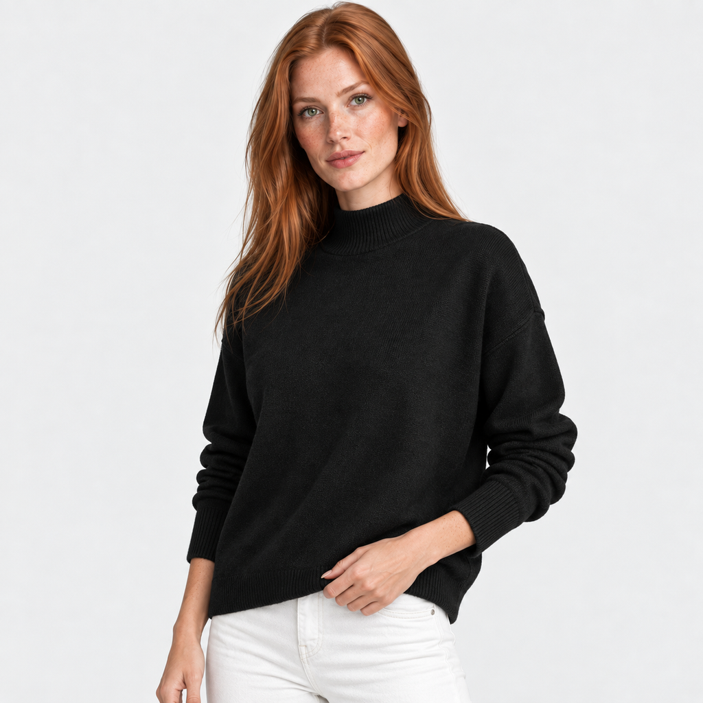 Women’s Minimalist Mock Neck Sweater Fall Winter Wear