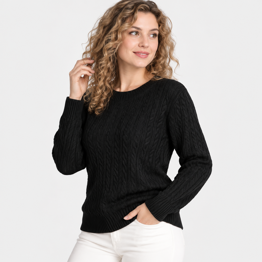 Women’s Rib Knit Crew Neck Sweater Loose Fit Pullover