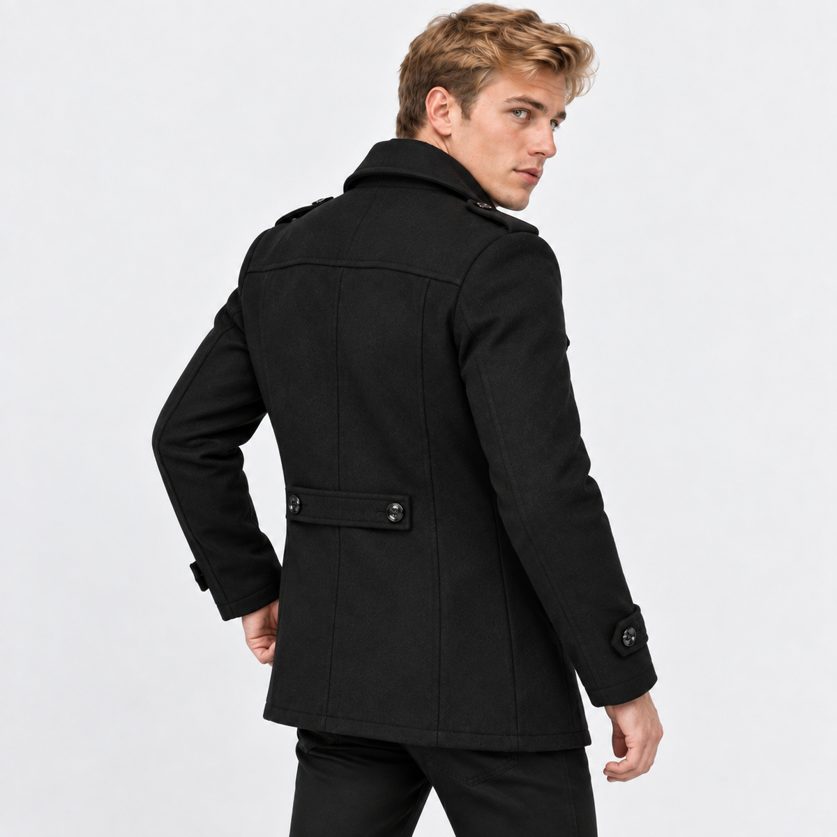 Men’s Wool Overcoat Notch Lapel Business Casual Outerwear