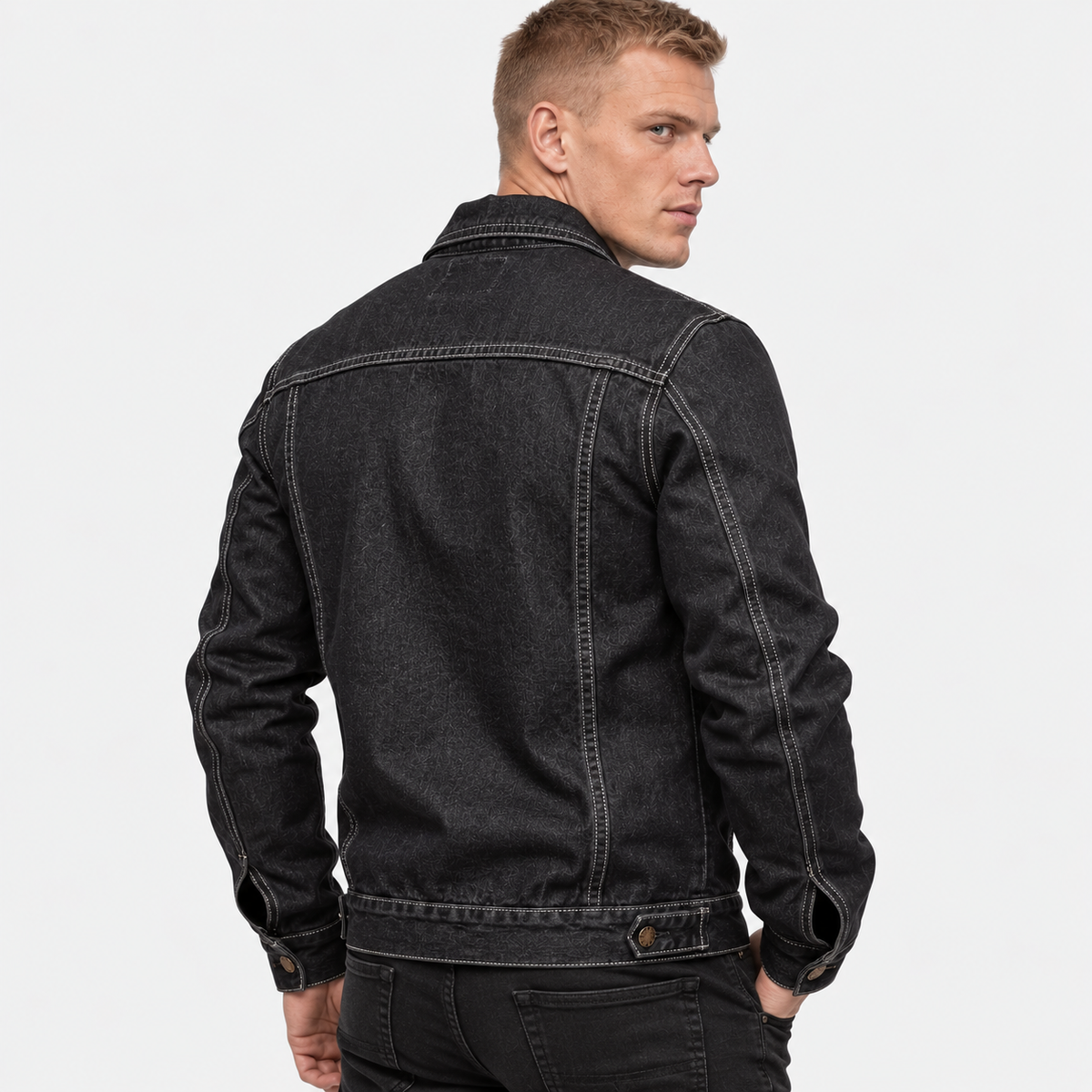 Men’s Vintage Denim Jacket Button Front Workwear Style