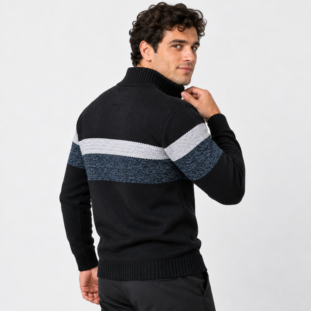 Men’s Stand Collar Pullover Sweater Warm Outerwear