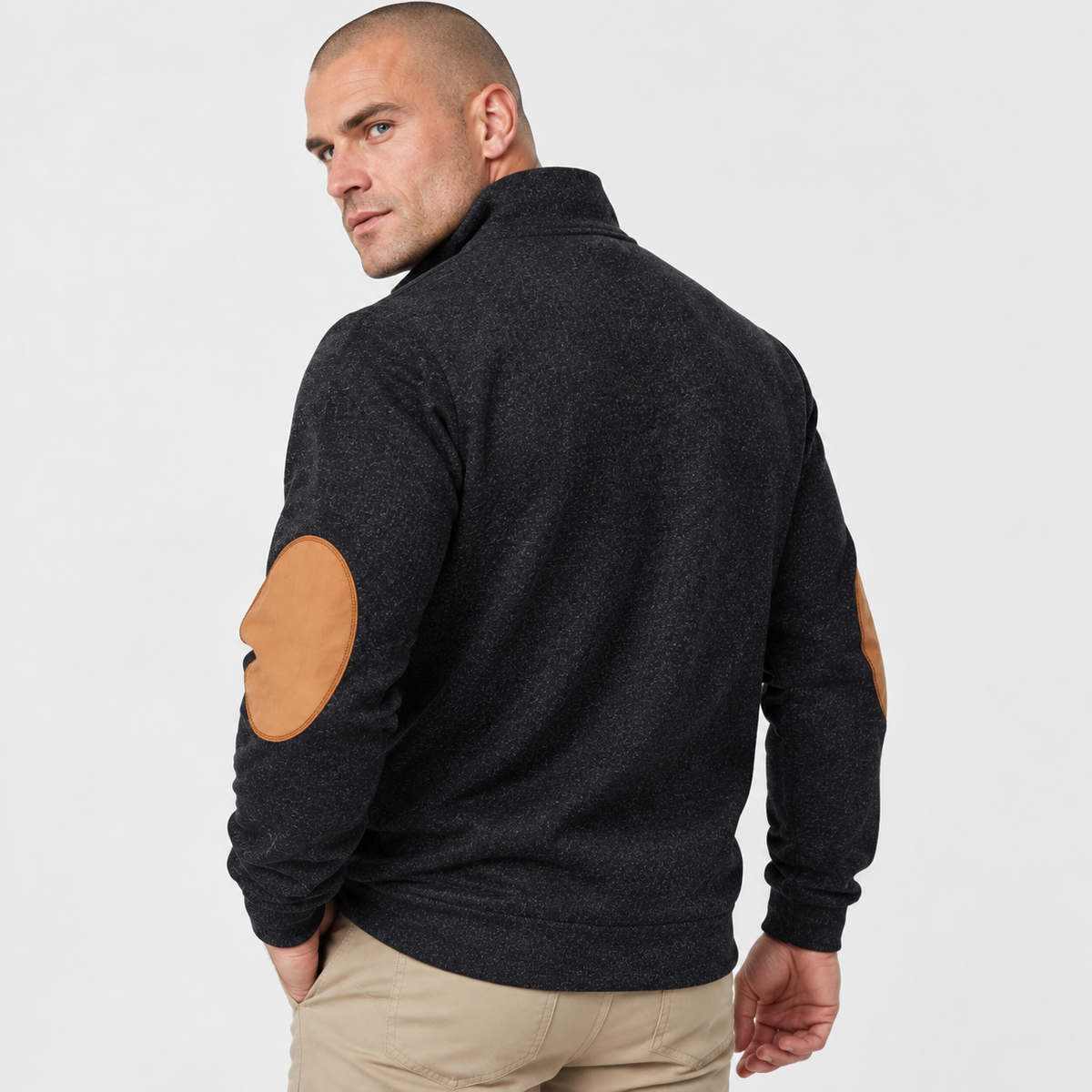 Men’s Collared Neck Pullover Sweater Solid Color Style