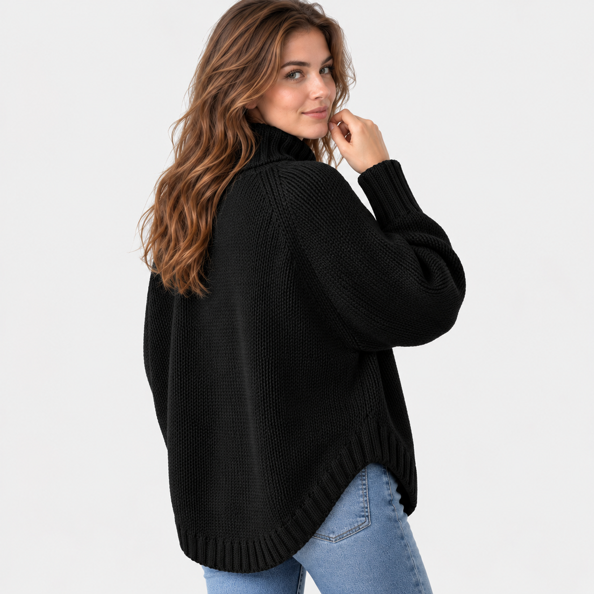 Women’s Vintage Style Sweater Flared Hem Casual Top