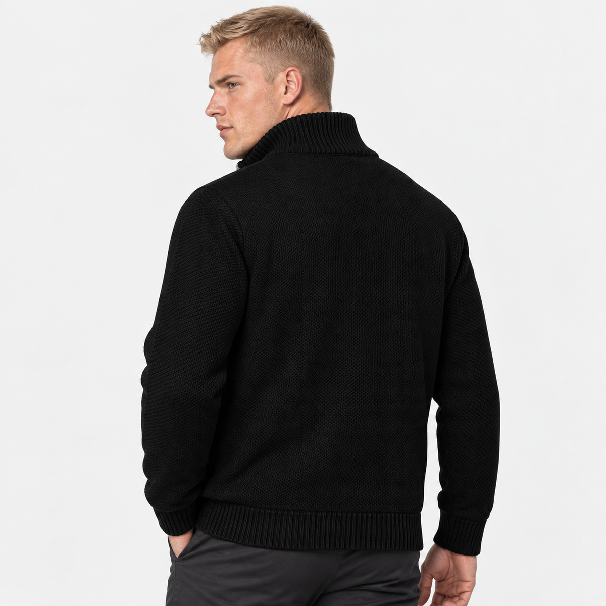 Men’s Knit Jacket Stand Collar Casual Fall Winter Wear