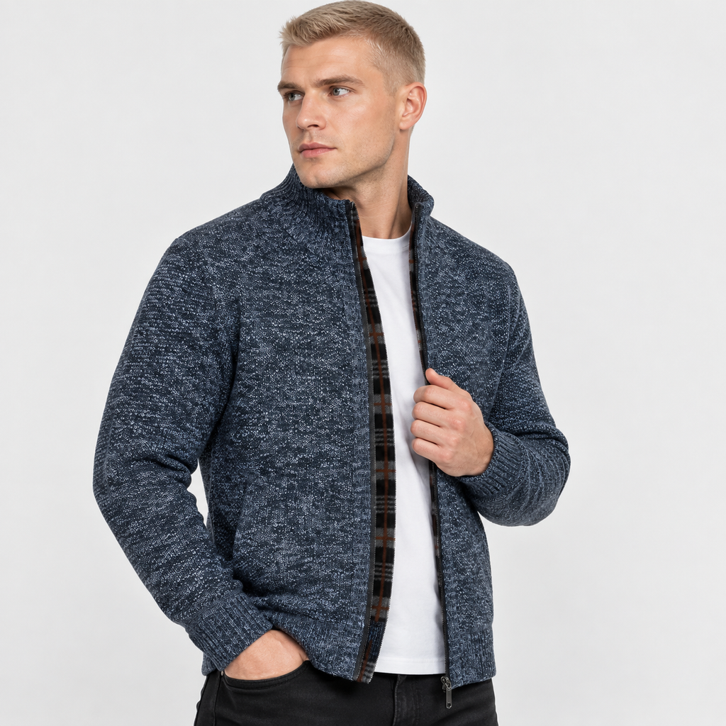 Men’s Knit Jacket Stand Collar Casual Fall Winter Wear