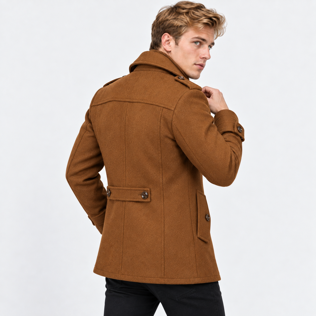 Men’s Wool Overcoat Notch Lapel Business Casual Outerwear