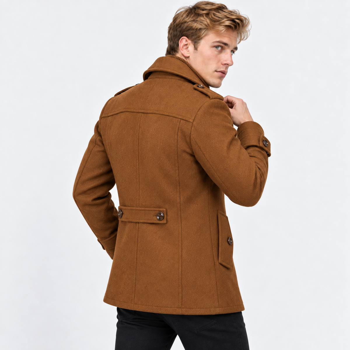 Men’s Wool Overcoat Notch Lapel Business Casual Outerwear