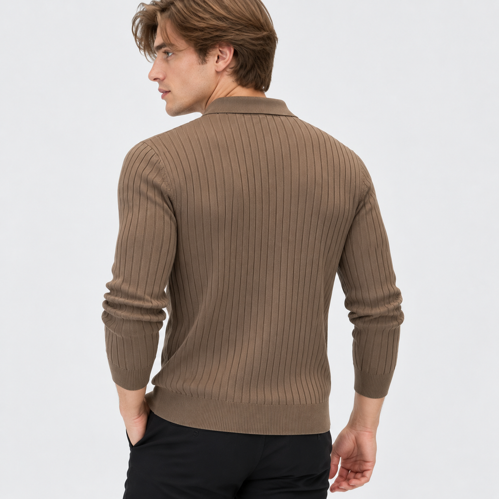 Men’s Polo Knit Sweater V Neck Casual Winter Pullover