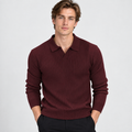 Men’s Polo Knit Sweater V Neck Casual Winter Pullover