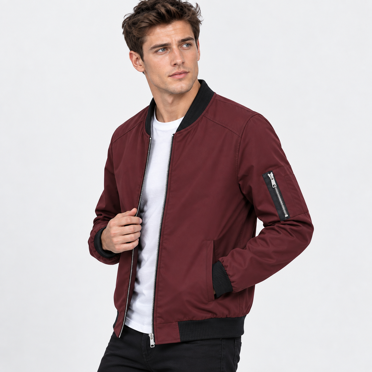 Men’s Bomber Jacket Baseball Collar Casual Flight Jacket