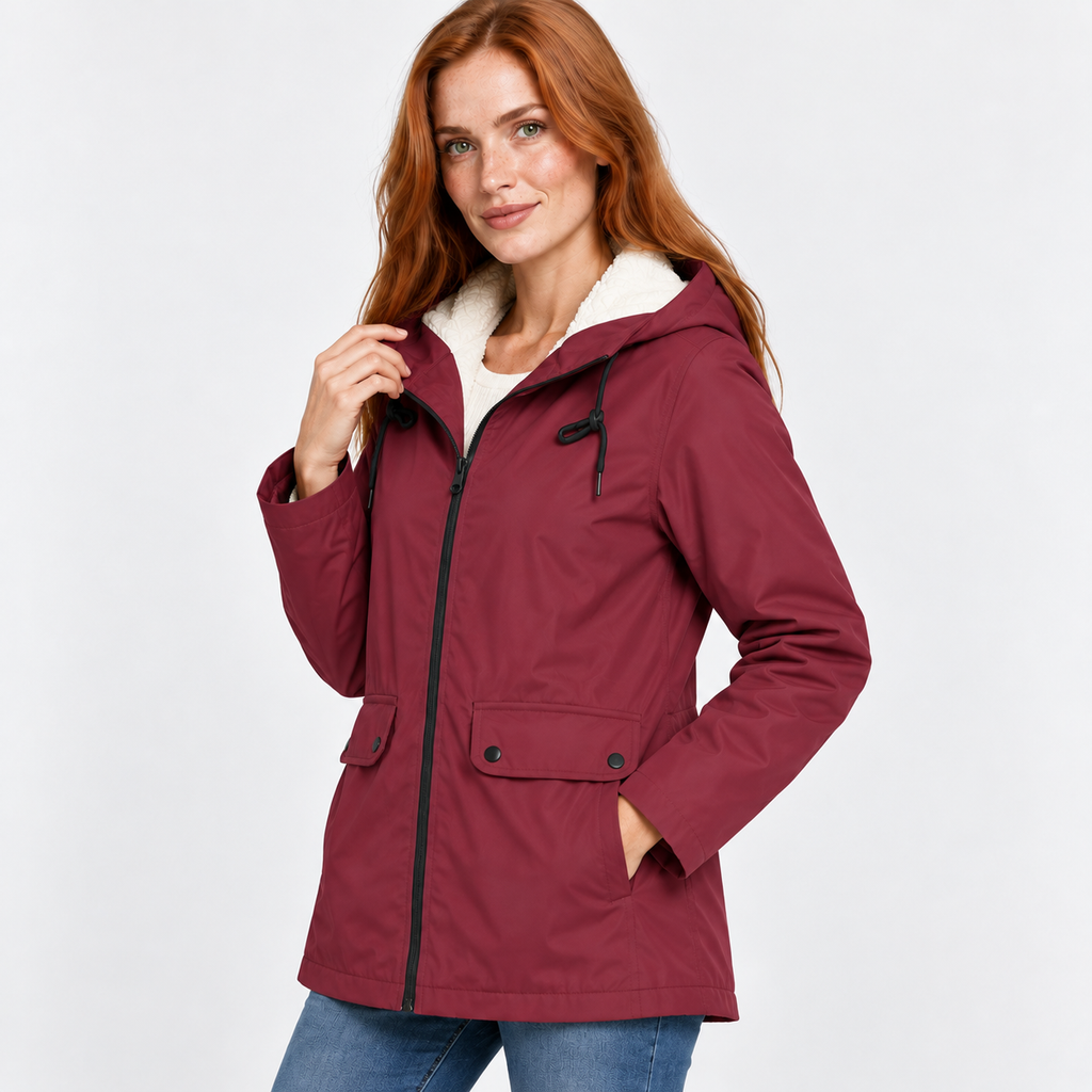 Women’s Warm Hooded Coat Plush Lined Casual Jacket