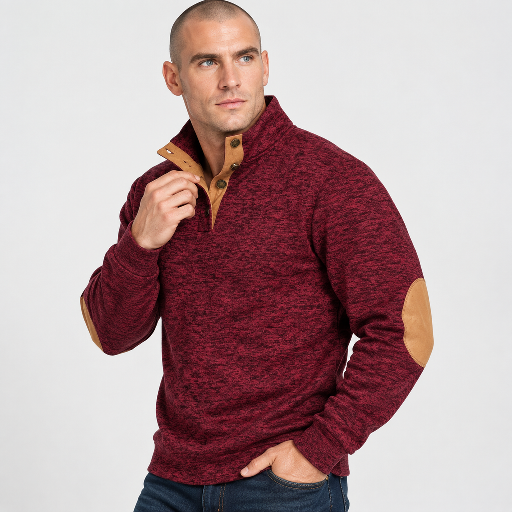 Men’s Collared Neck Pullover Sweater Solid Color Style
