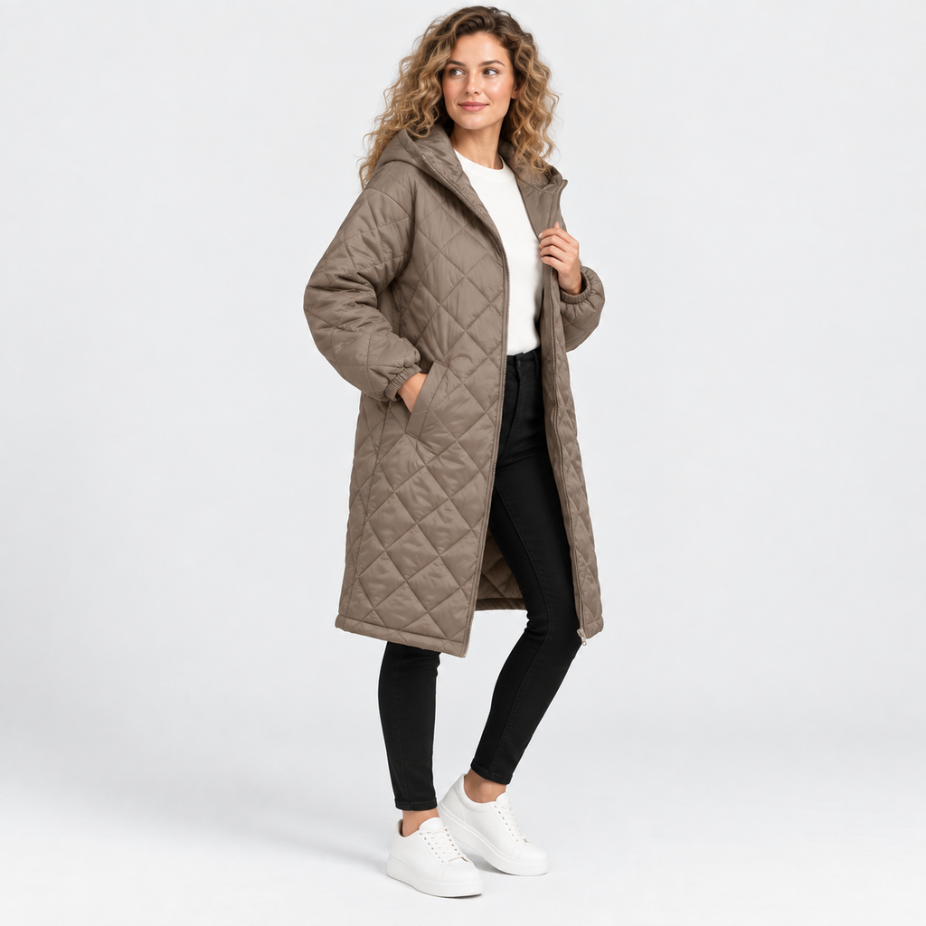Women’s Long Hooded Puffer Coat Fleece Lined Winter Jacket