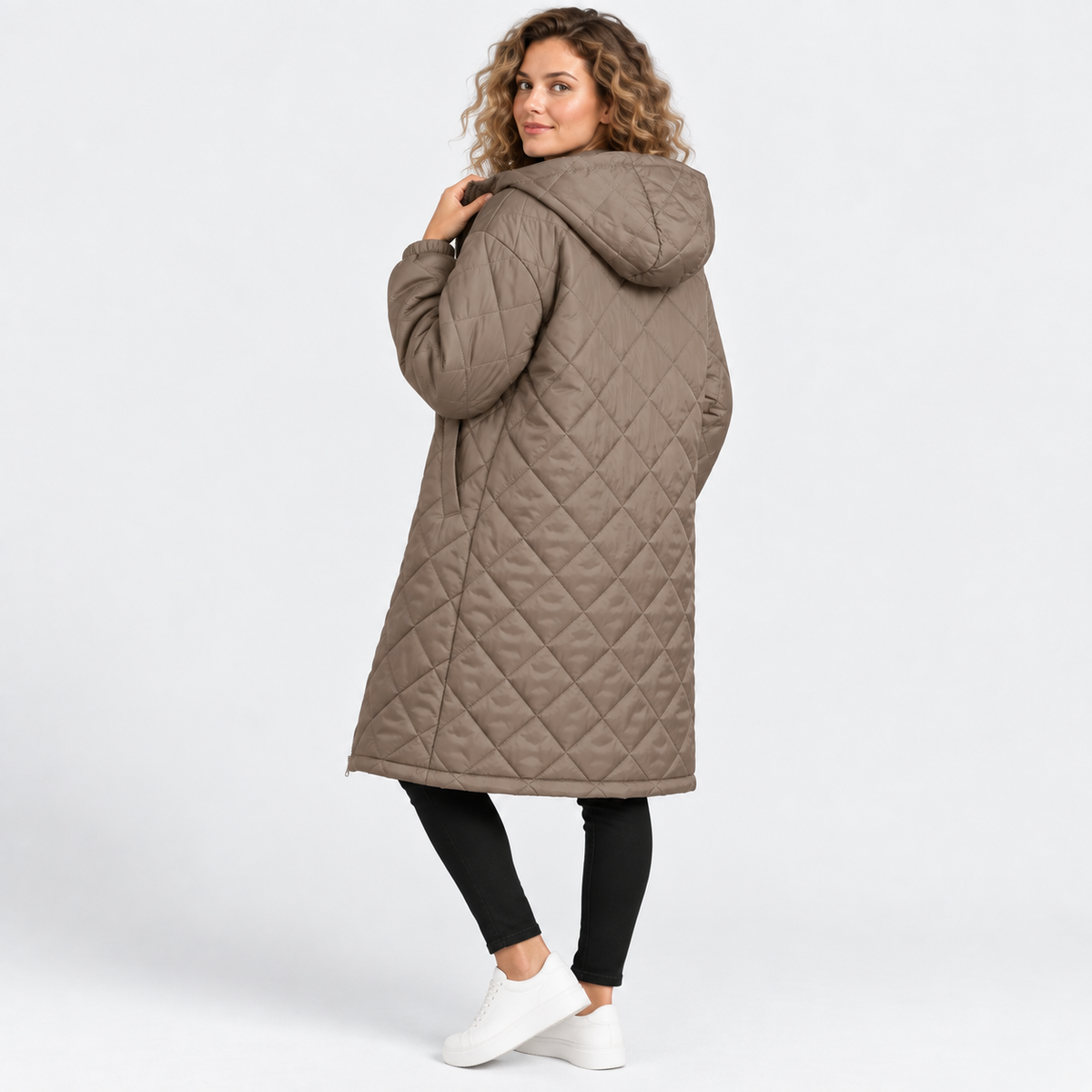 Women’s Long Hooded Puffer Coat Fleece Lined Winter Jacket