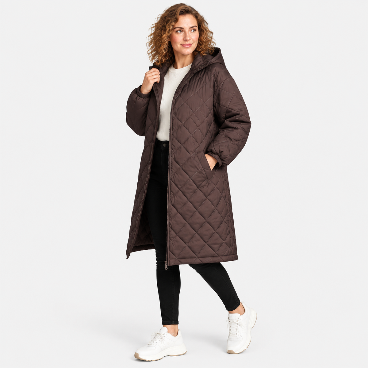 Women’s Long Hooded Puffer Coat Fleece Lined Winter Jacket