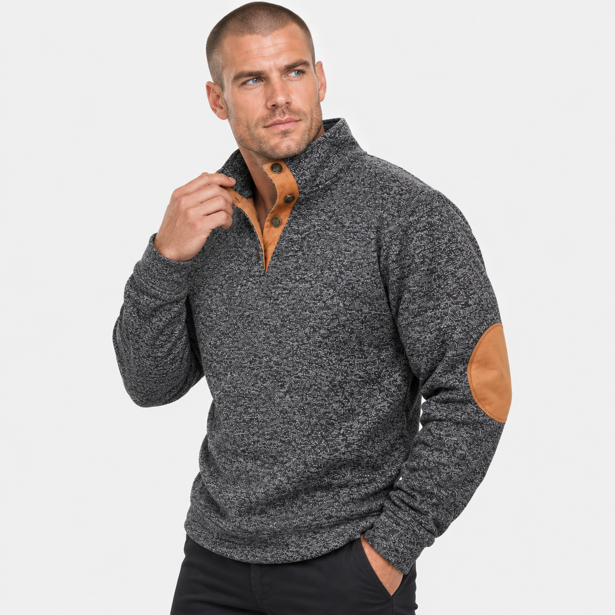 Men’s Collared Neck Pullover Sweater Solid Color Style