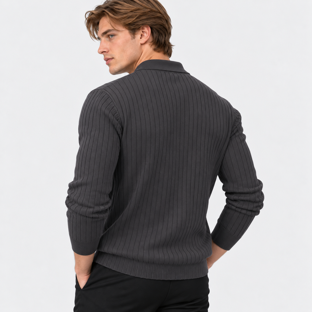 Men’s Polo Knit Sweater V Neck Casual Winter Pullover