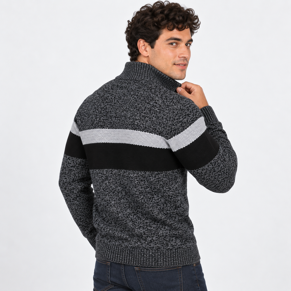 Men’s Stand Collar Pullover Sweater Warm Outerwear