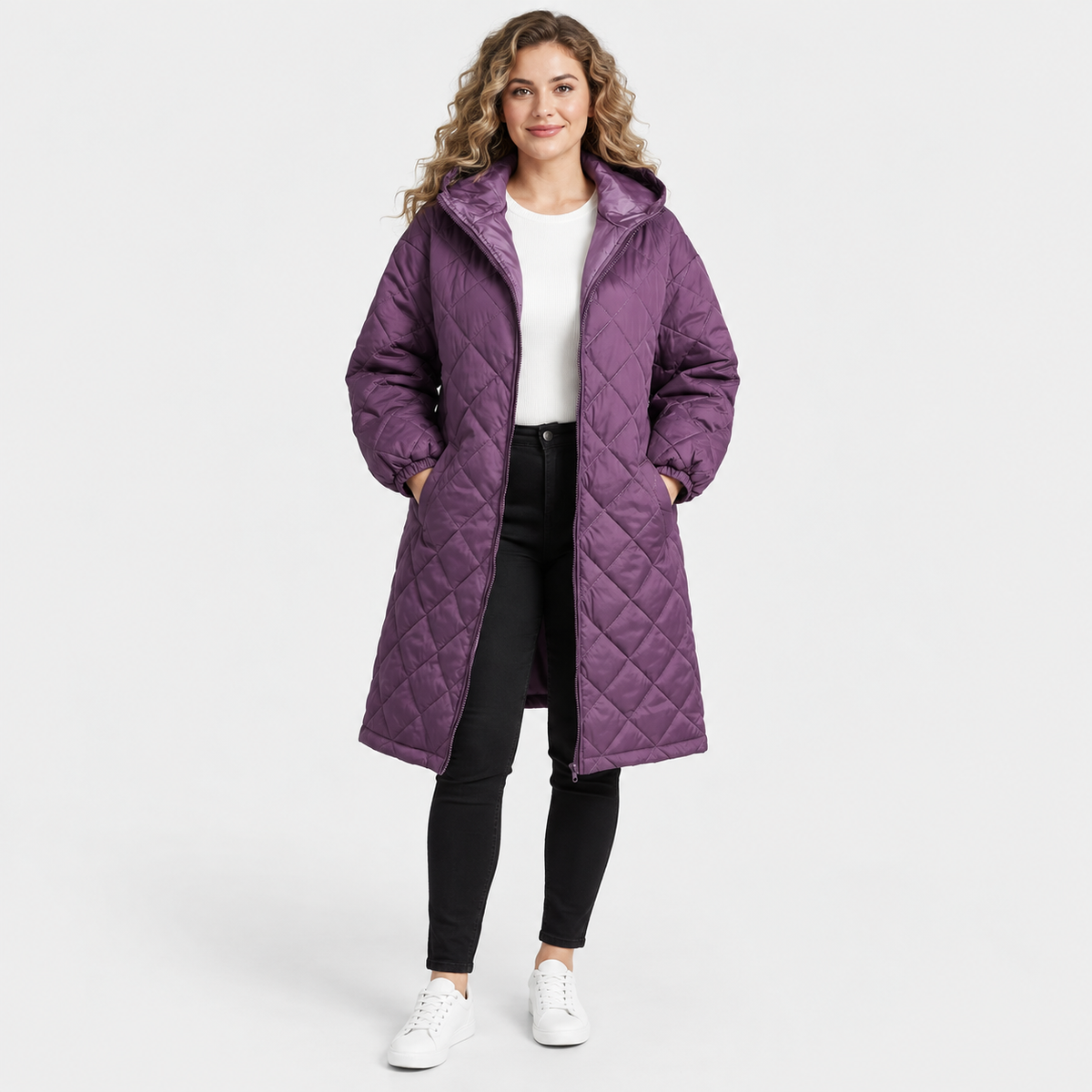 Women’s Long Hooded Puffer Coat Fleece Lined Winter Jacket