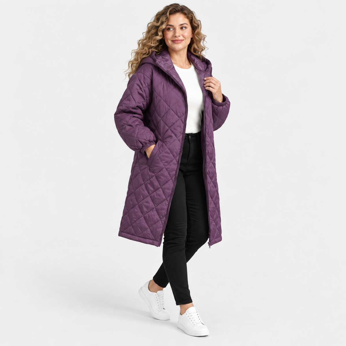 Women’s Long Hooded Puffer Coat Fleece Lined Winter Jacket