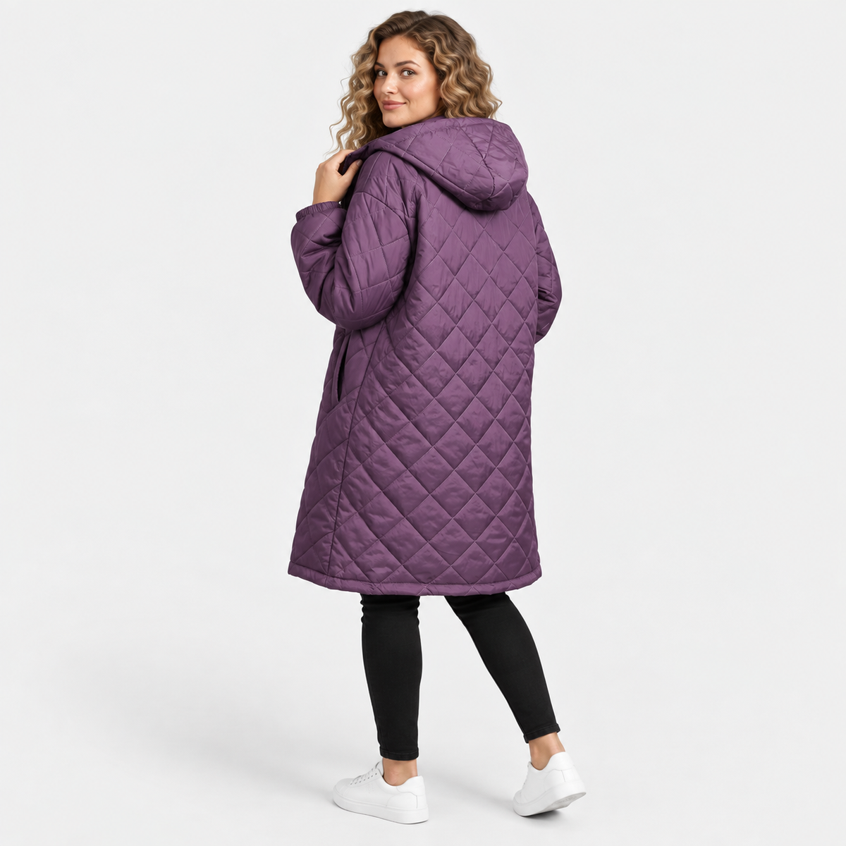 Women’s Long Hooded Puffer Coat Fleece Lined Winter Jacket