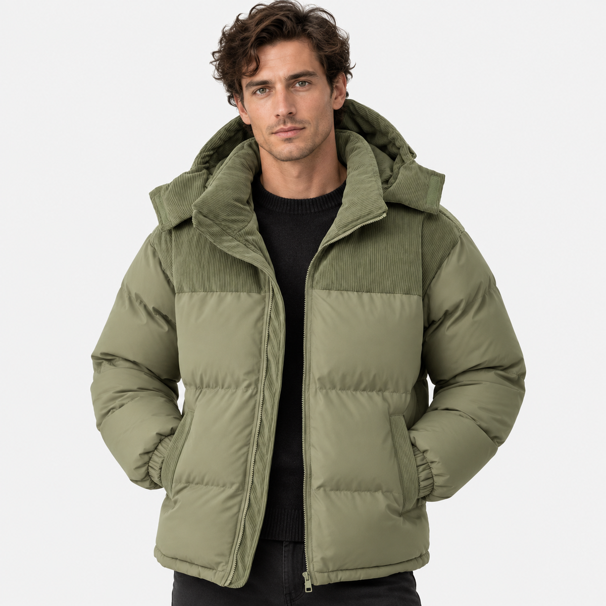 Men’s Long Hooded Puffer Jacket Warm Winter Coat