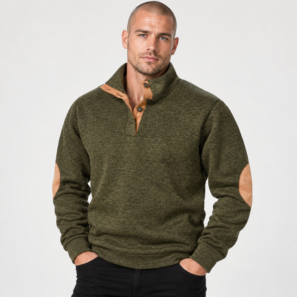 Men’s Collared Neck Pullover Sweater Solid Color Style