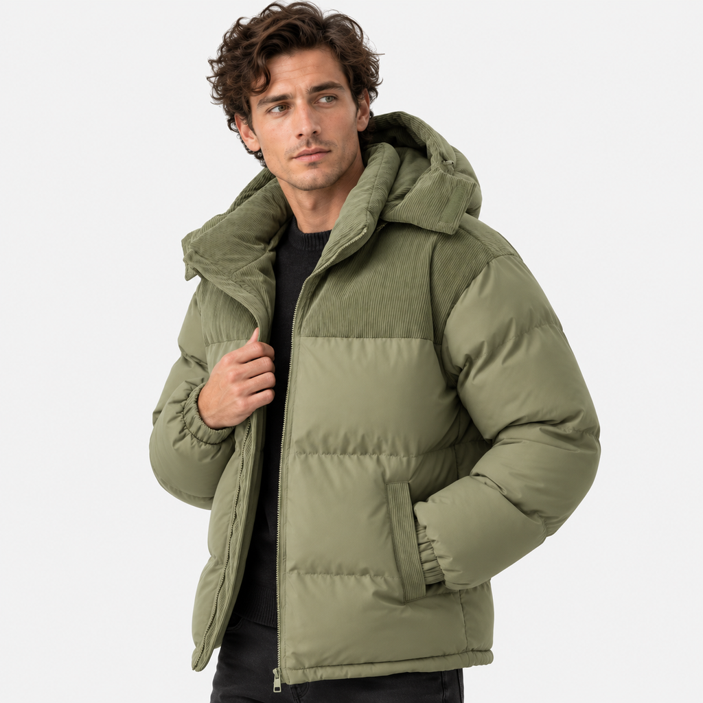 Men’s Long Hooded Puffer Jacket Warm Winter Coat