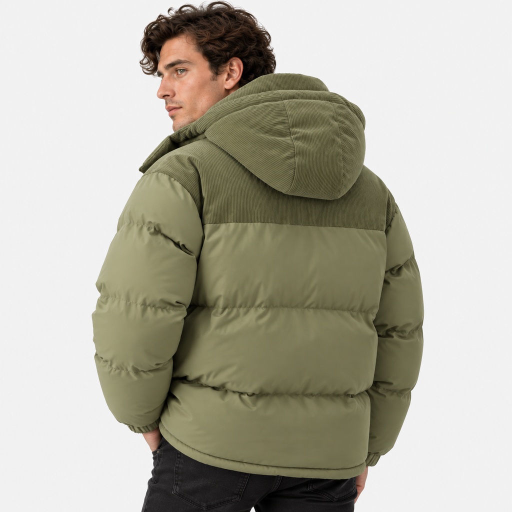 Men’s Long Hooded Puffer Jacket Warm Winter Coat