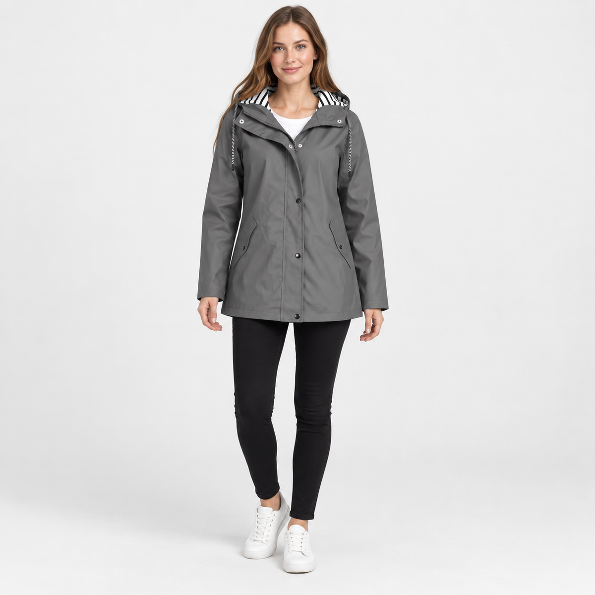Women’s Lightweight Hooded Jacket Striped Lining Outerwear