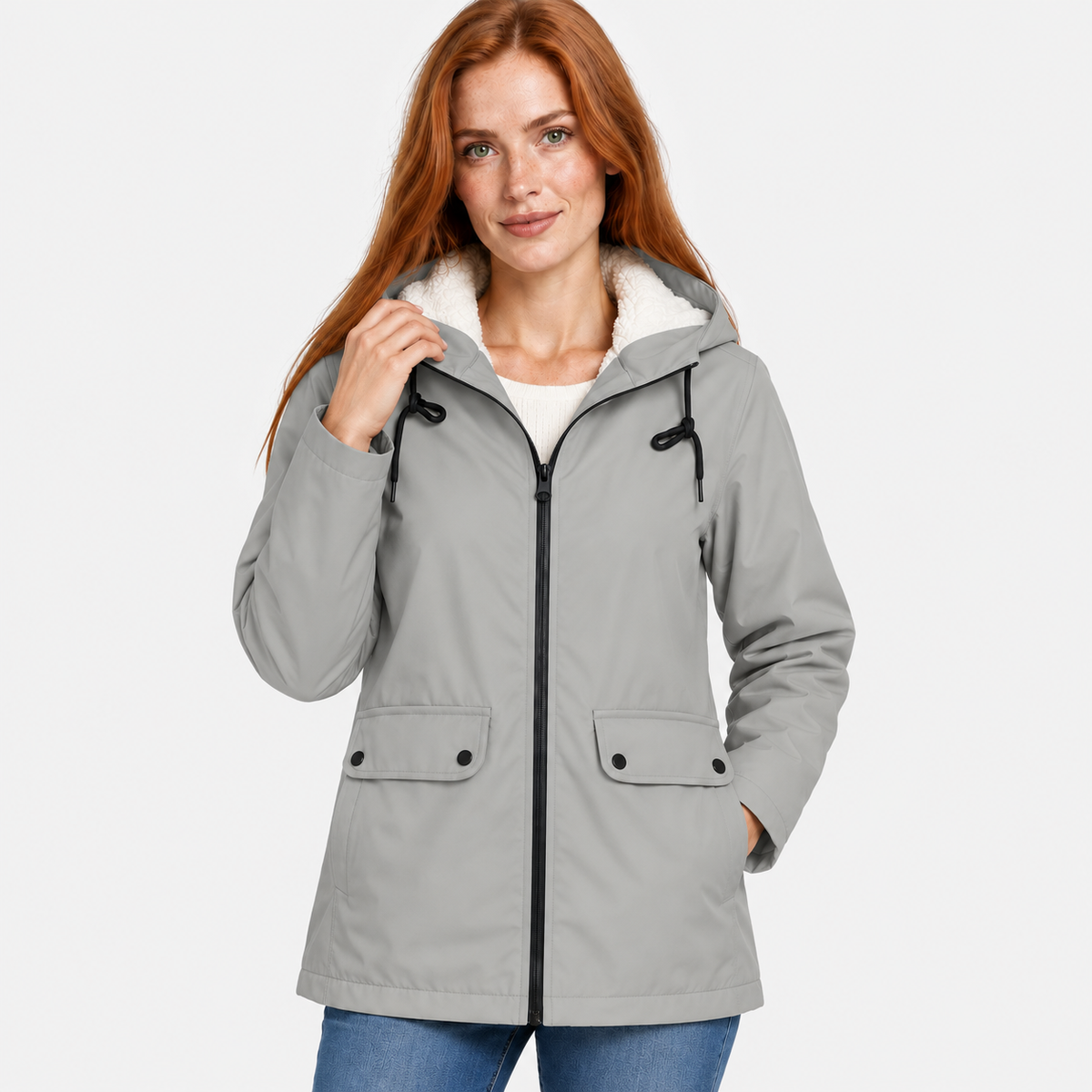 Women’s Warm Hooded Coat Plush Lined Casual Jacket