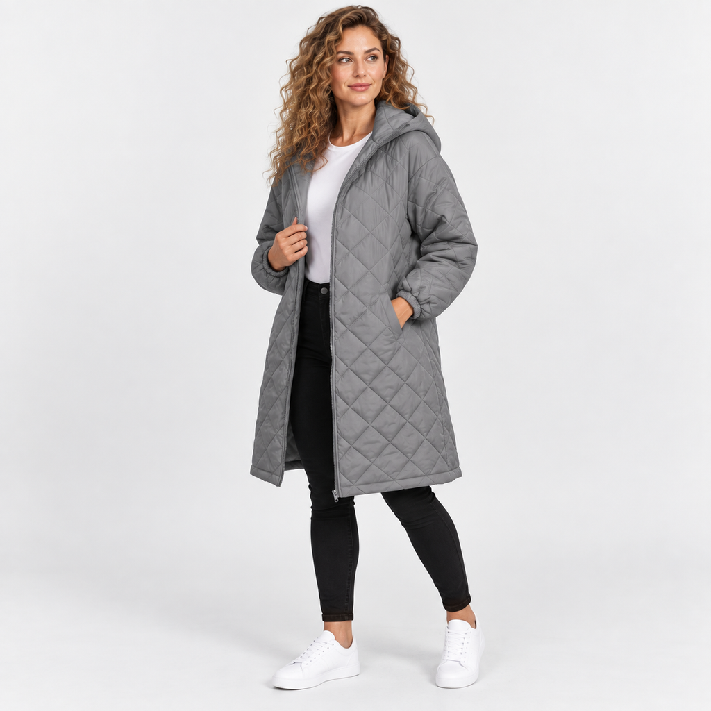 Women’s Long Hooded Puffer Coat Fleece Lined Winter Jacket