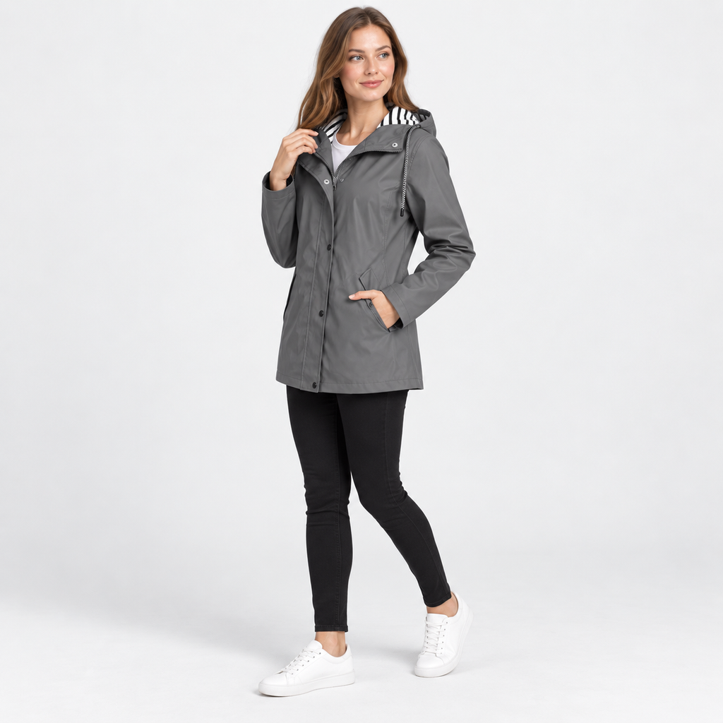Women’s Lightweight Hooded Jacket Striped Lining Outerwear