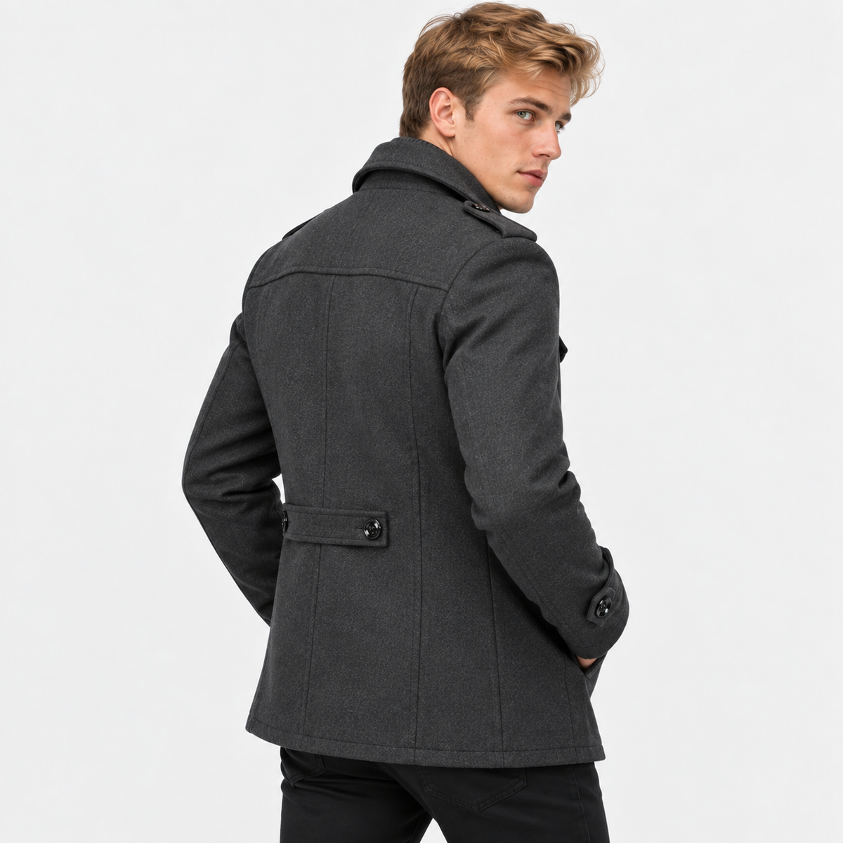 Men’s Wool Overcoat Notch Lapel Business Casual Outerwear