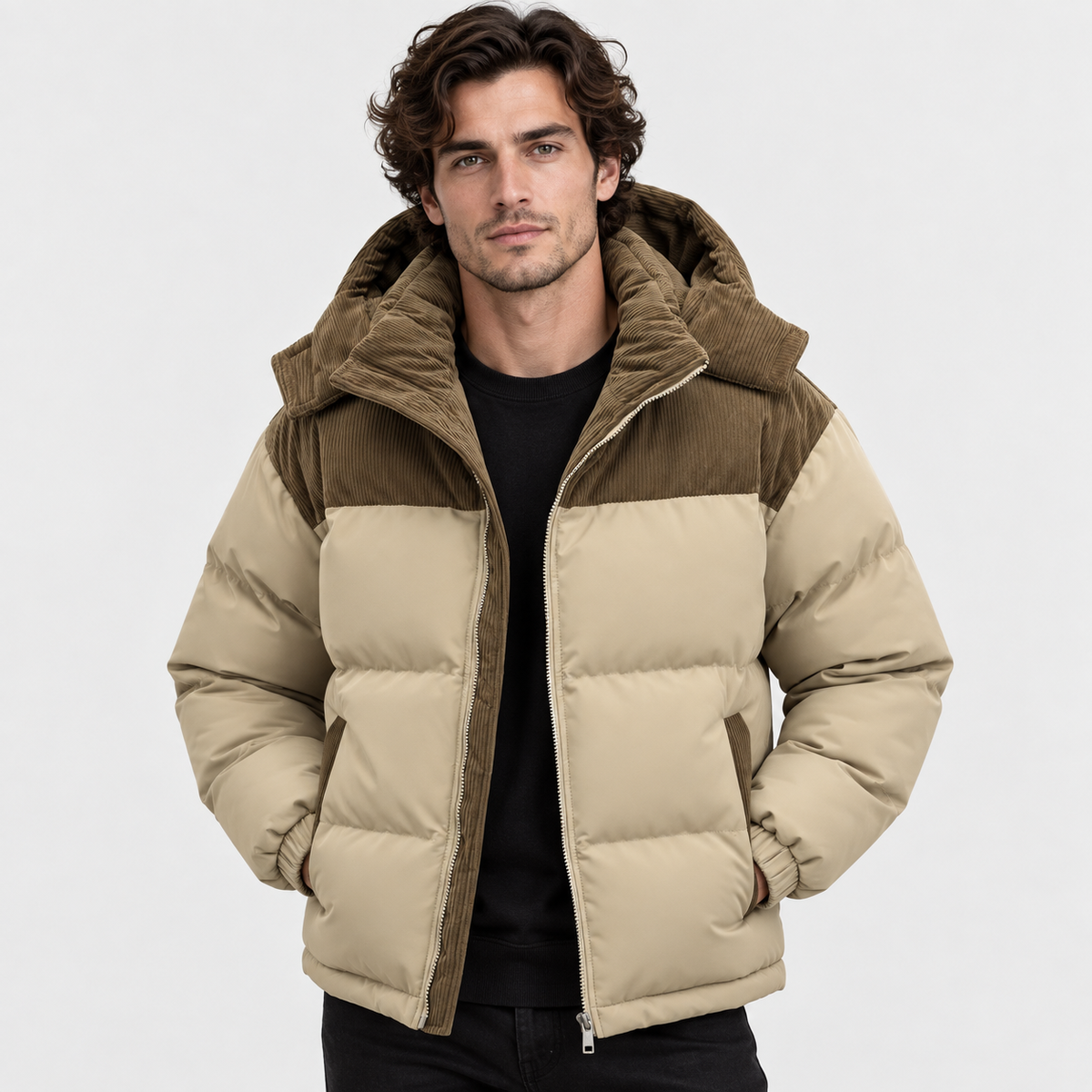 Men’s Long Hooded Puffer Jacket Warm Winter Coat