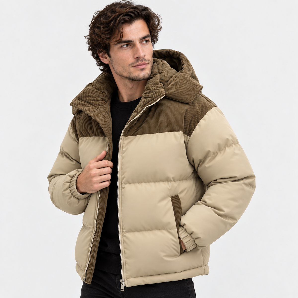 Men’s Long Hooded Puffer Jacket Warm Winter Coat