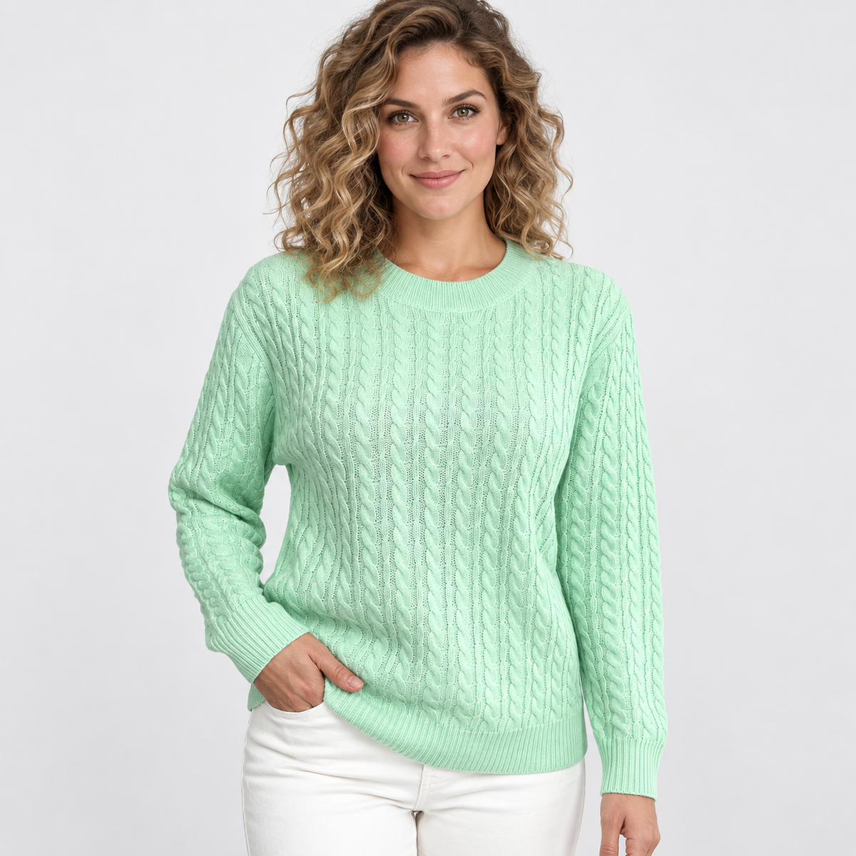 Women’s Rib Knit Crew Neck Sweater Loose Fit Pullover