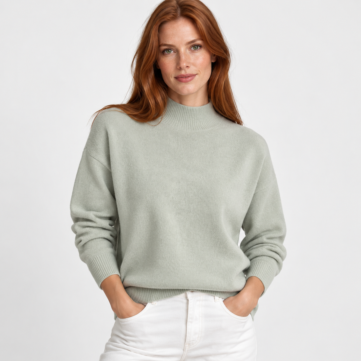 Women’s Minimalist Mock Neck Sweater Fall Winter Wear