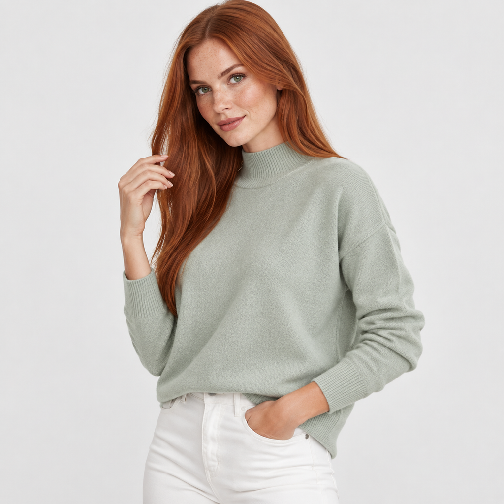 Women’s Minimalist Mock Neck Sweater Fall Winter Wear