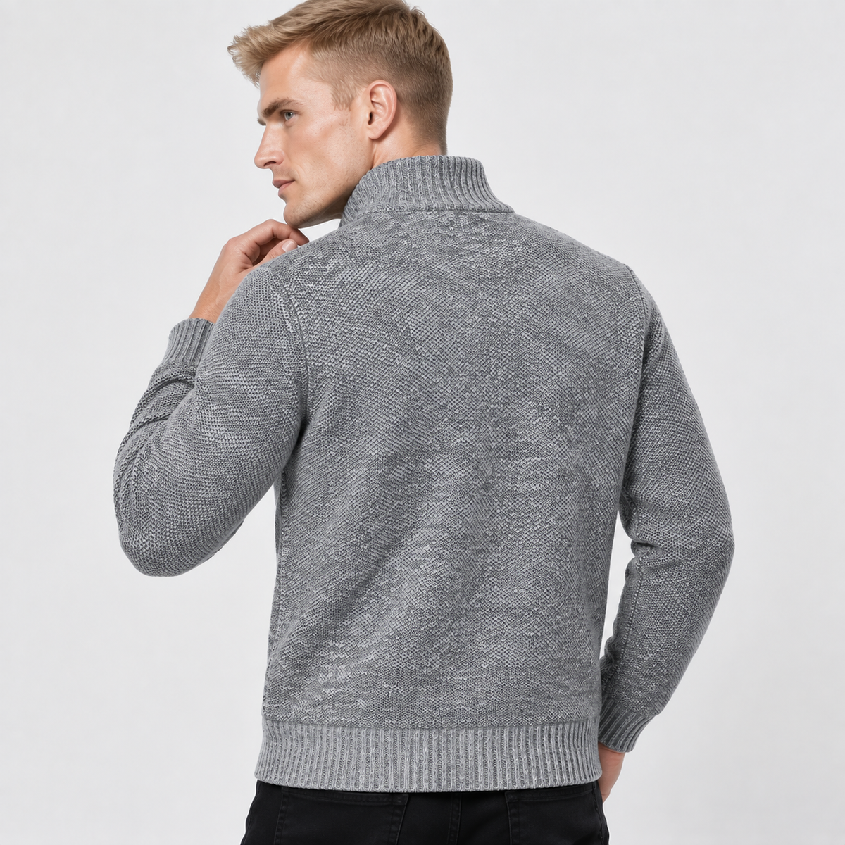 Men’s Knit Jacket Stand Collar Casual Fall Winter Wear