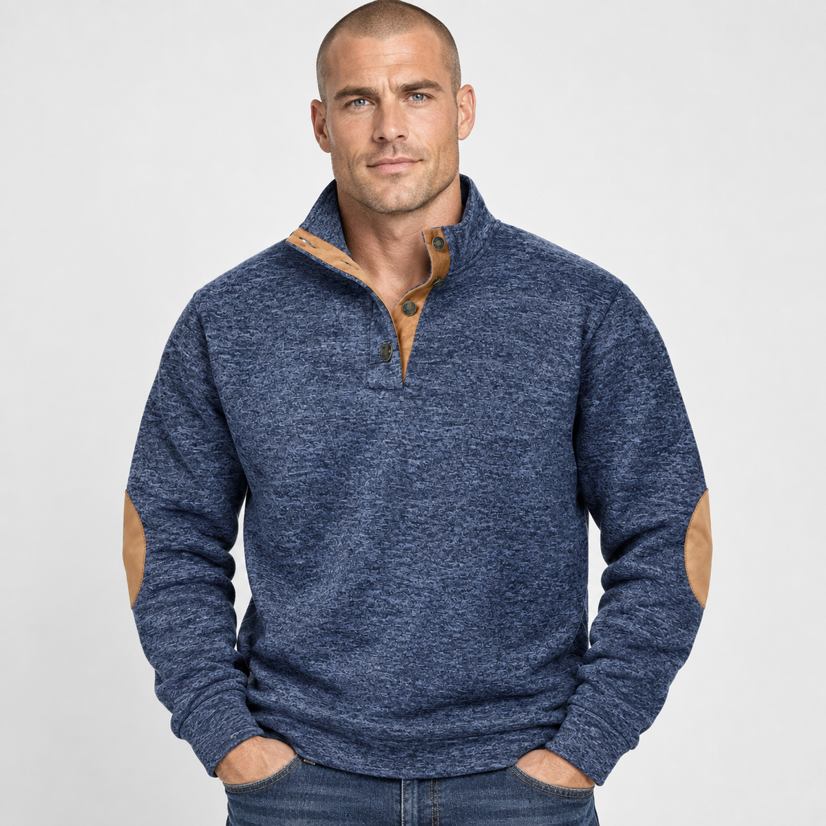 Men’s Collared Neck Pullover Sweater Solid Color Style