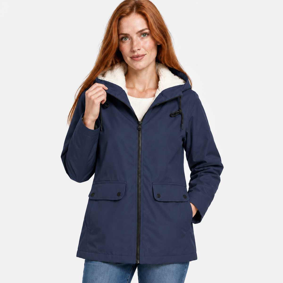 Women’s Warm Hooded Coat Plush Lined Casual Jacket