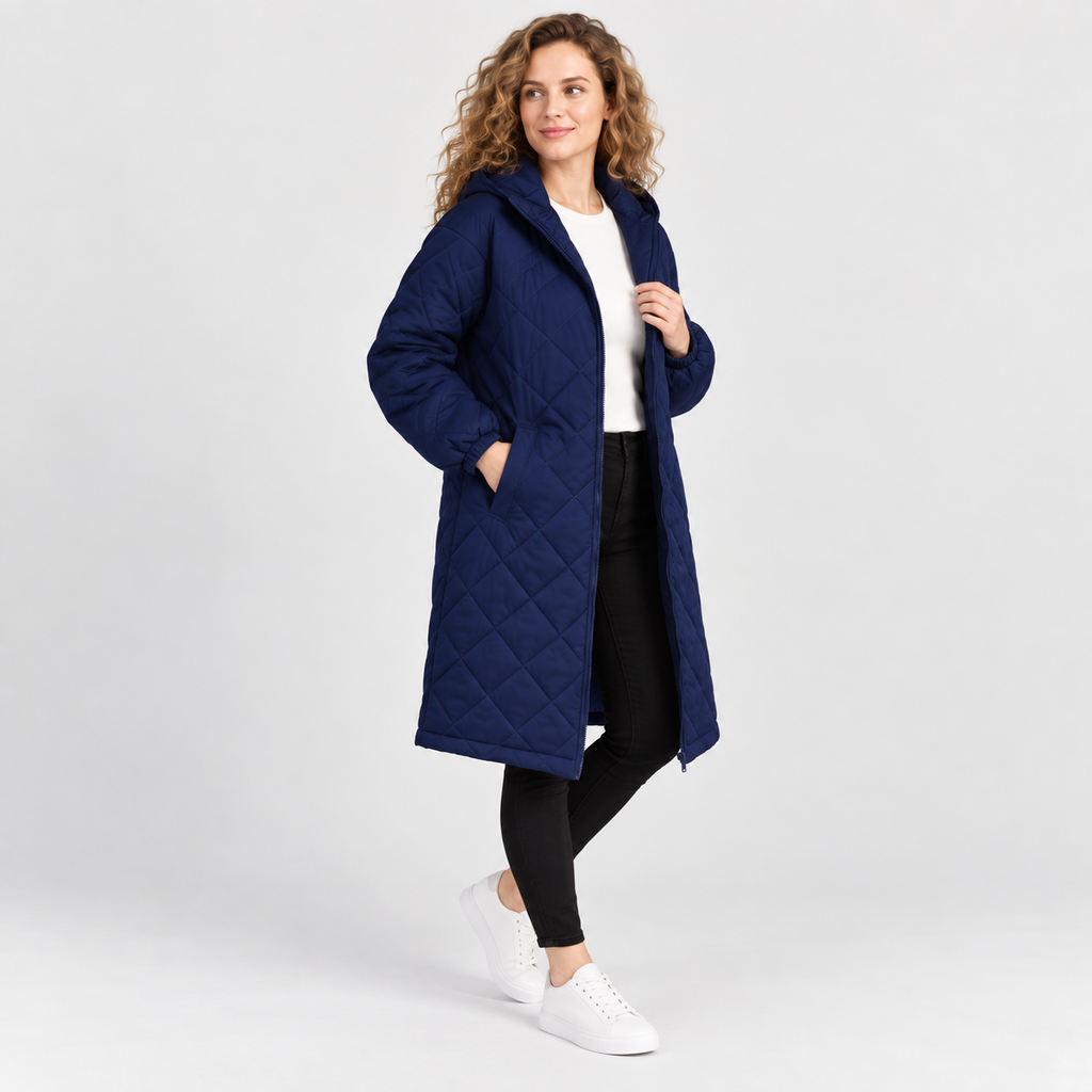 Women’s Long Hooded Puffer Coat Fleece Lined Winter Jacket