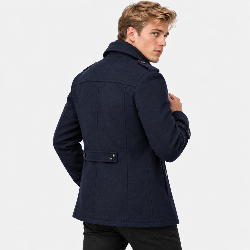 Men’s Wool Overcoat Notch Lapel Business Casual Outerwear