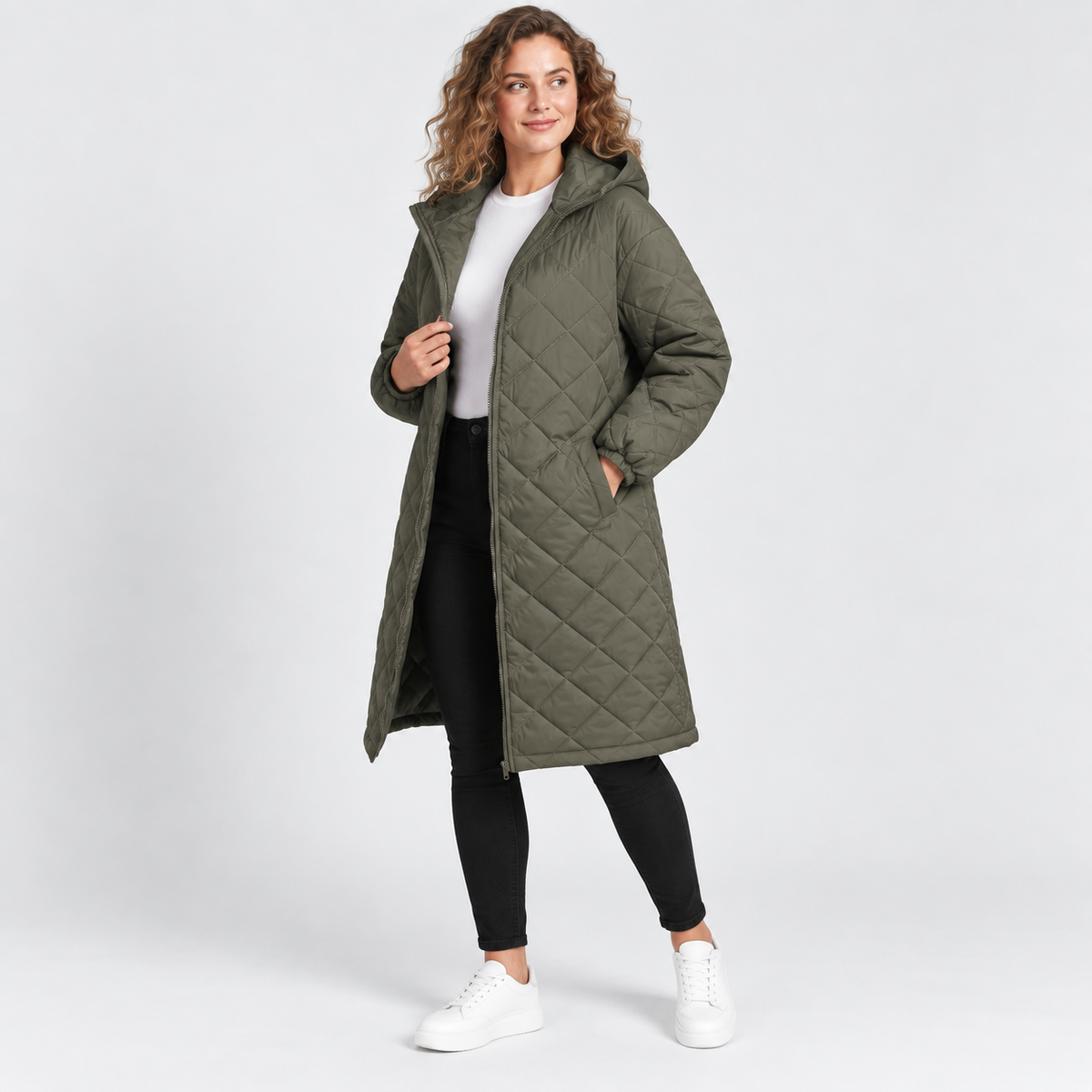 Women’s Long Hooded Puffer Coat Fleece Lined Winter Jacket