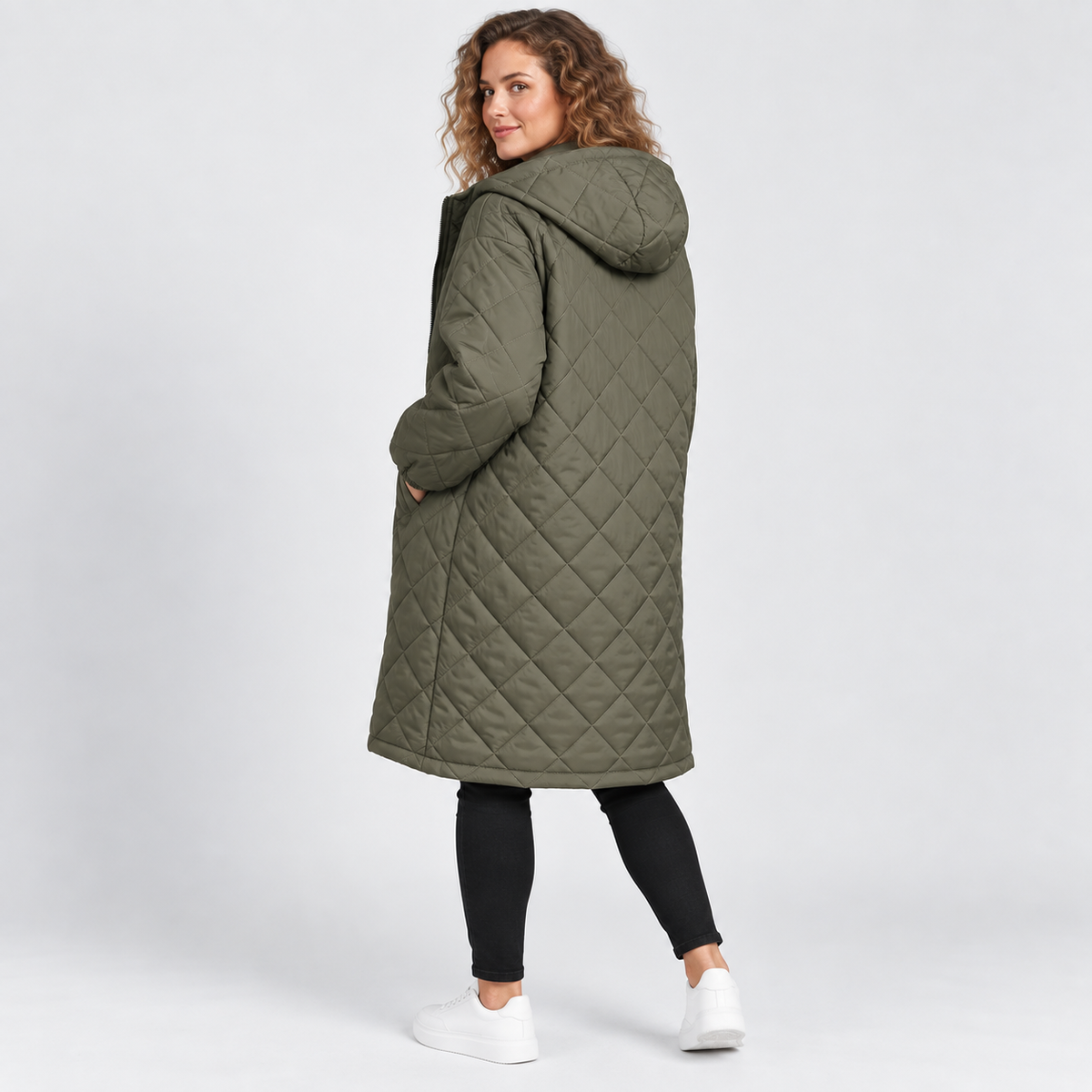 Women’s Long Hooded Puffer Coat Fleece Lined Winter Jacket