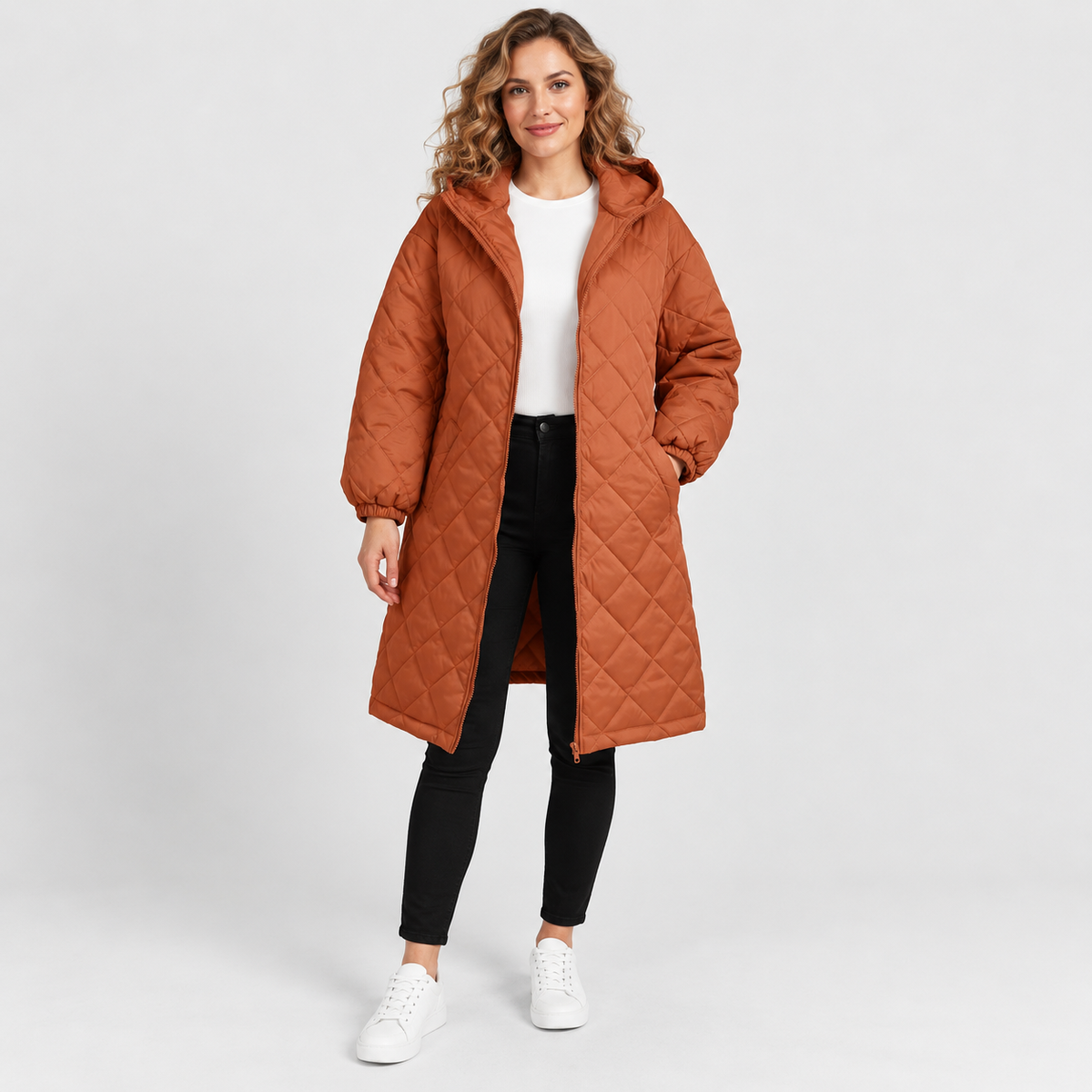 Women’s Long Hooded Puffer Coat Fleece Lined Winter Jacket