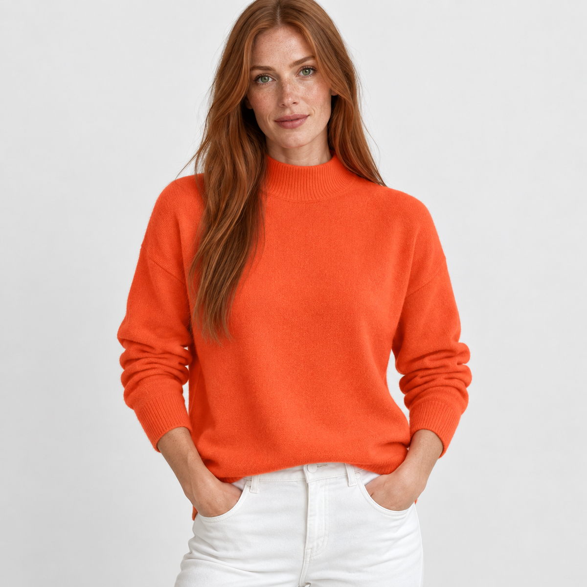 Women’s Minimalist Mock Neck Sweater Fall Winter Wear